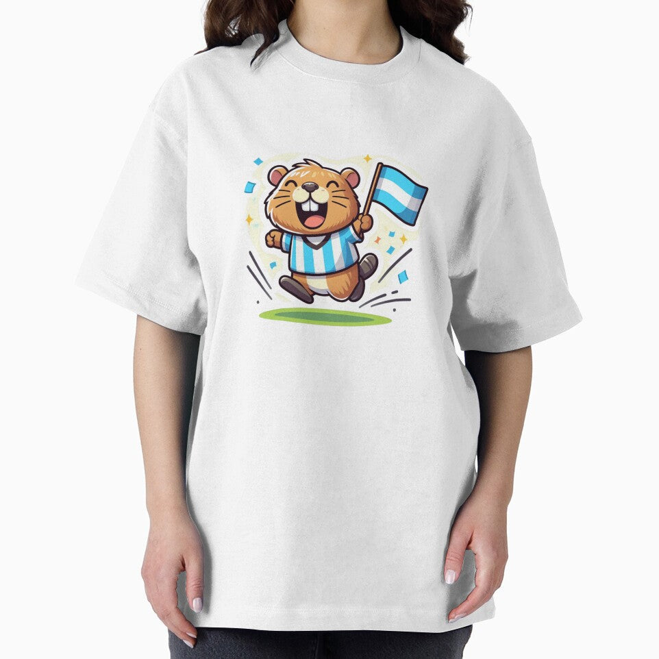 Cute Argentina Capybara Soccer Fan Sticker | Funny Football Supporter Animal Cartoon | Capybara Mascot Gift by gkhanco