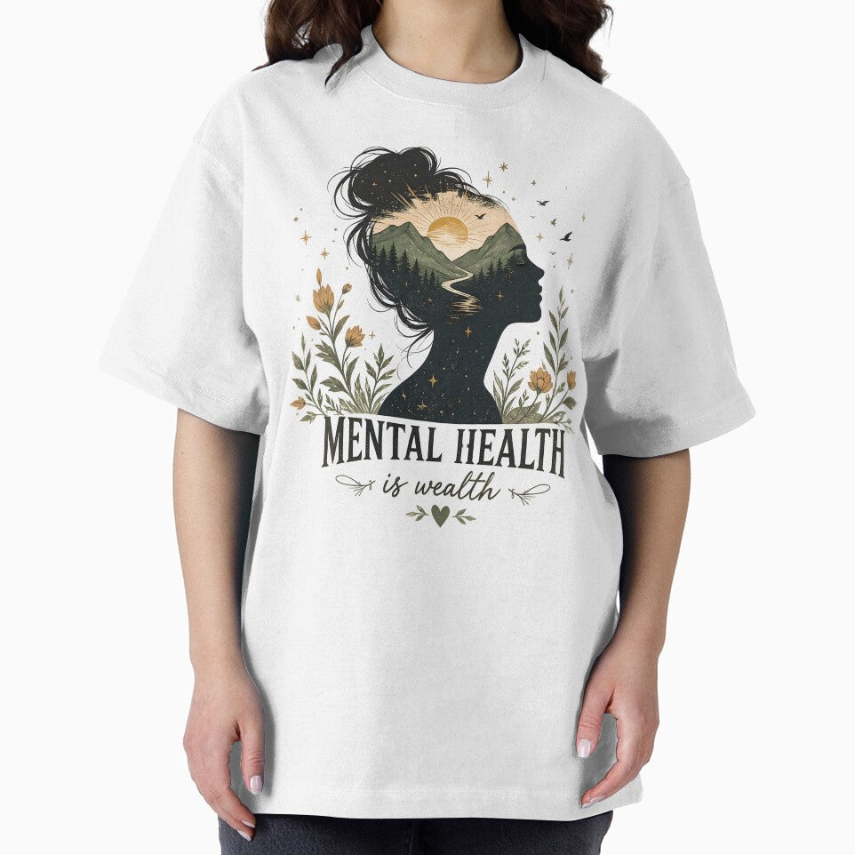 Mental Health Is Wealth Nature Silhouette Self Care by Stikaro
