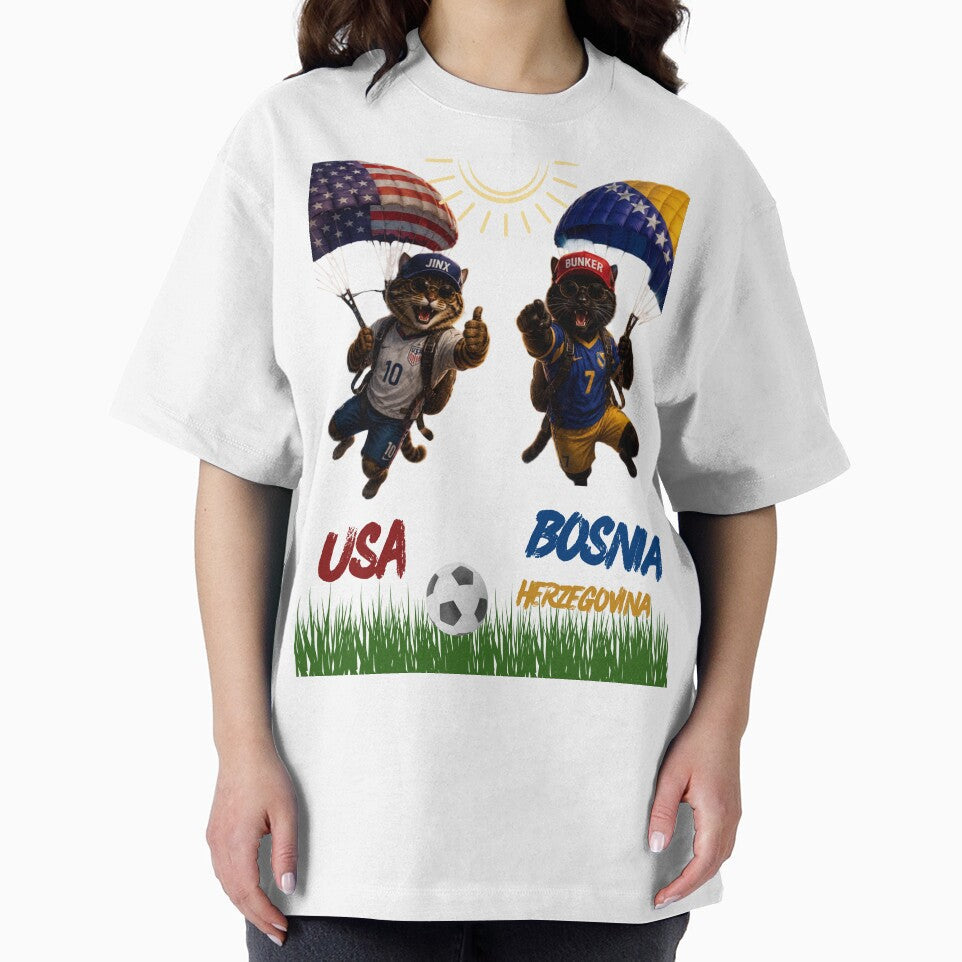 USA vs Bosnia Herzegovina Funny Soccer Cats World Cup 2026 by nexargraphics