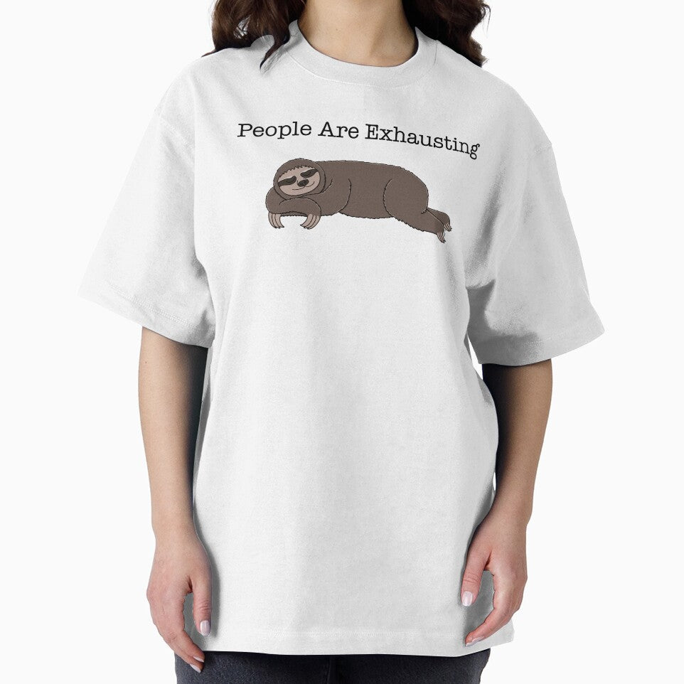 People Are Exhausting Sloth - Sleeping Sloth Cartoon - White Background by EcoElsa