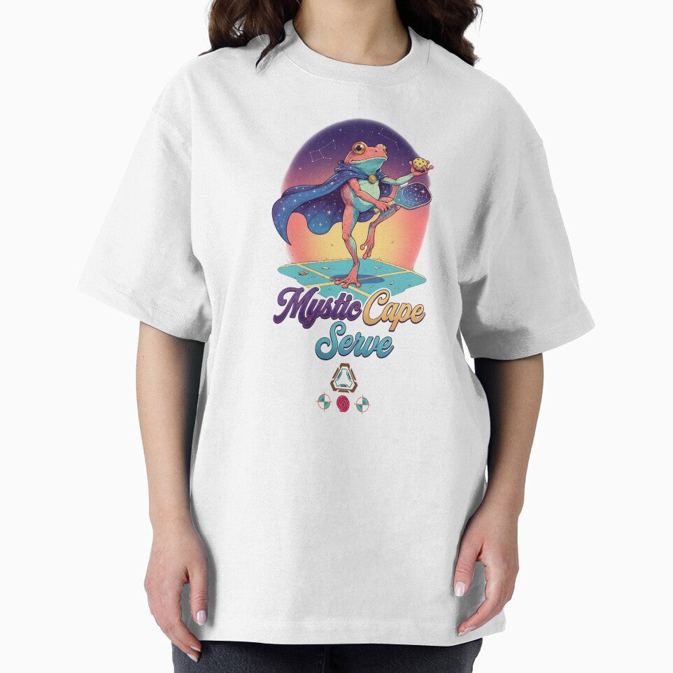 Mystic Cape Serve - Comic-Style Superhero Frog Pickleball Player by m-yoga-store