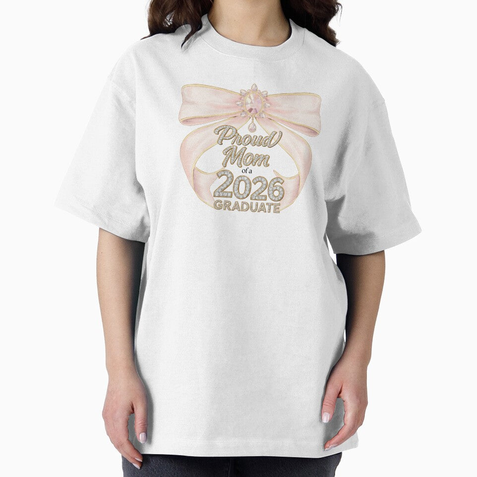 Proud Mom of a 2026 Graduate with Pink Bow & Diamonds by JeweledDesigns