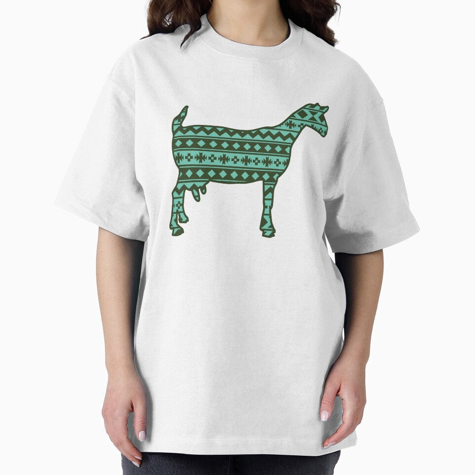 Dairy Goat with Green Southwest Aztec Pattern by Sam Morrison