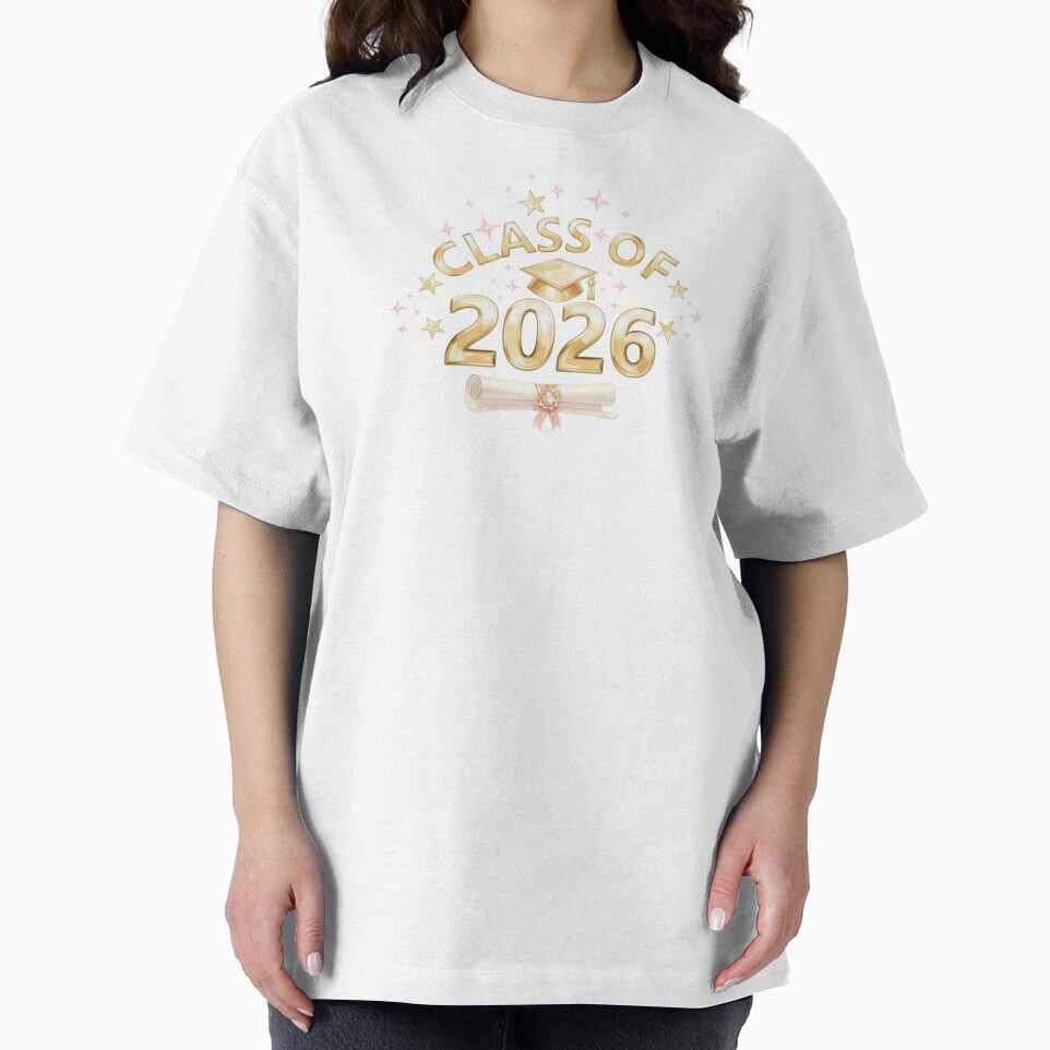 Copy of Class of 2026 Graduate with Gold Graduation Hat, Diploma & Gold/Pink Stars by JeweledDesigns