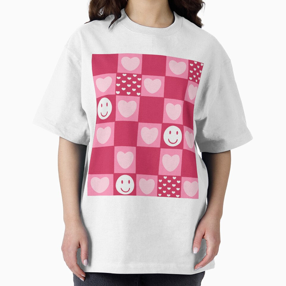checkered print hearts pattern pink by mariahmoniquedesign