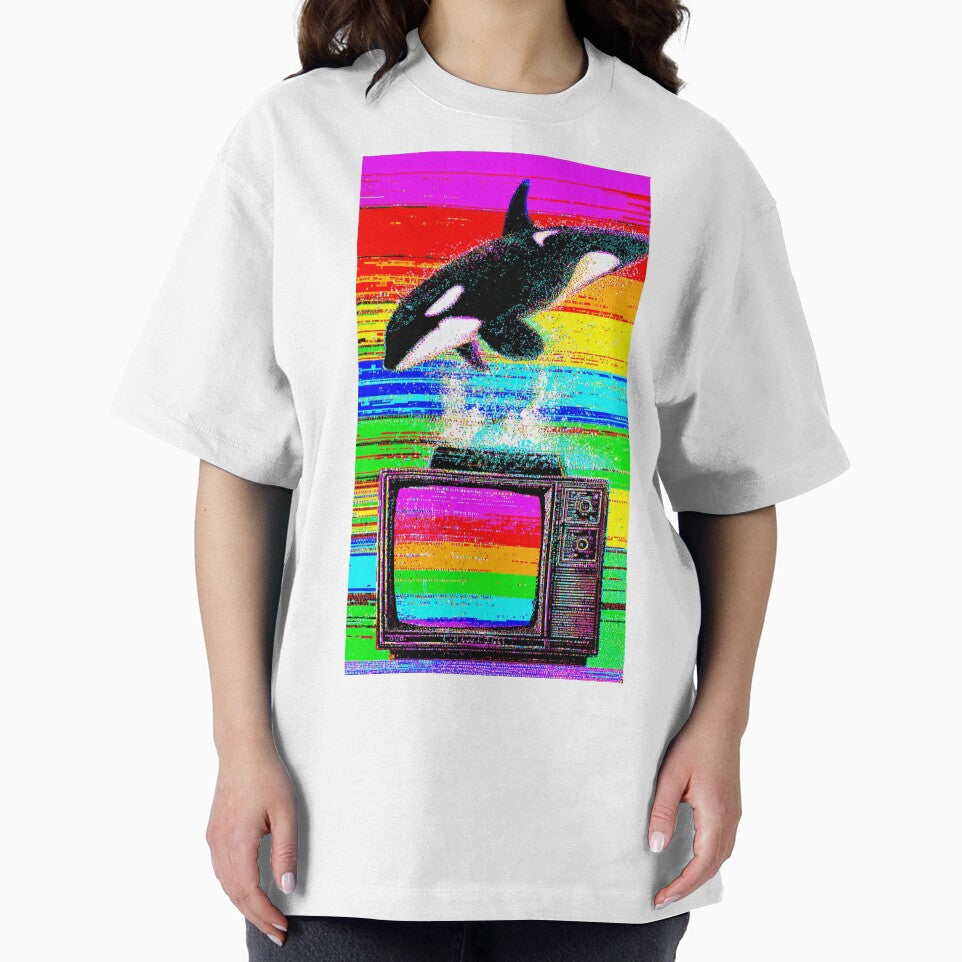 Orca TV Glitch Vaporwave Retro Art by greatlakesea