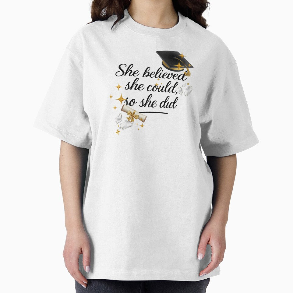 She Believed She Could So She Did Quote with Graduation Hat, Diploma, & Diamonds by JeweledDesigns