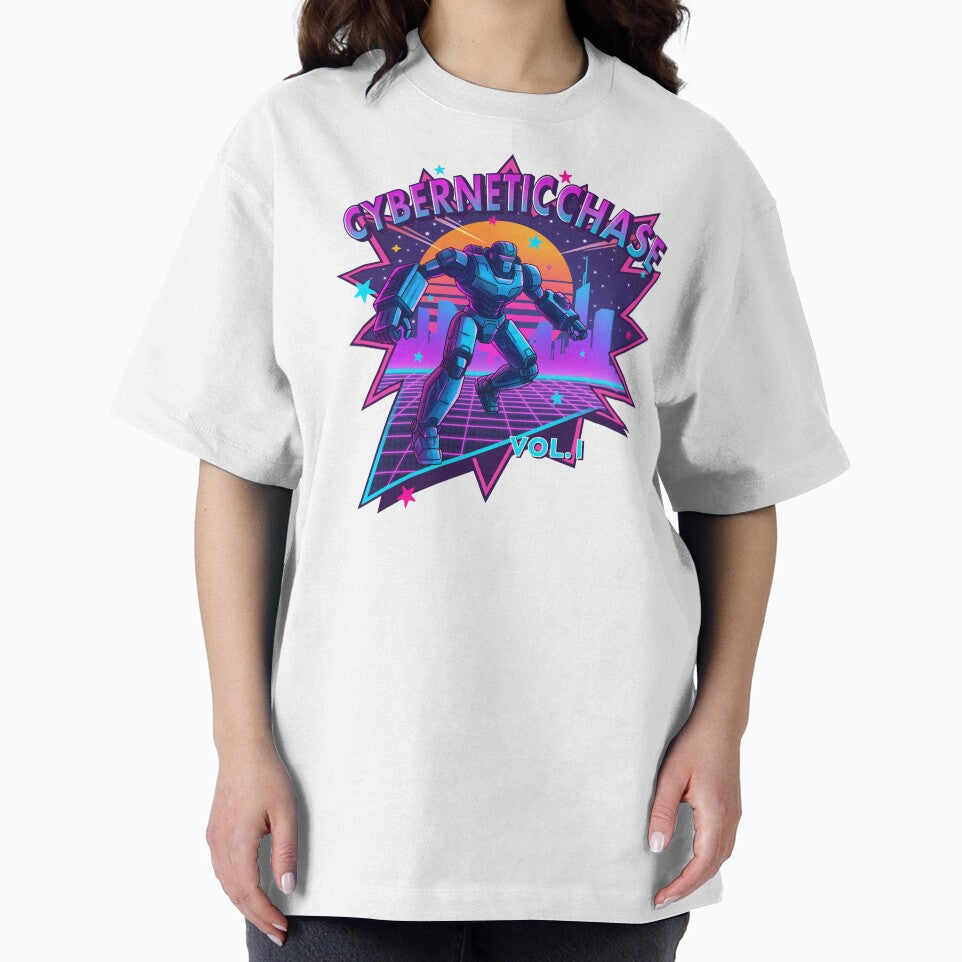 Cybernetic Chase – Retro Synthwave Robot Design by tviyluv