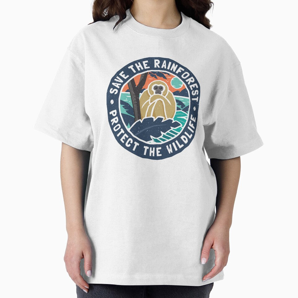 Gibbon Monkey in Wild - Save the Rainforest, Protect the Wildlife by Bangtees