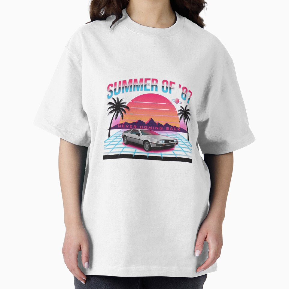Summer of 87 Retro Synthwave Sunset DeLorean Vaporwave by Arobinoz