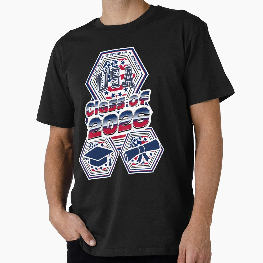 Class of 2026 – Patriotic USA Graduation Design with Stars, Stripes & Senior Icons by GFamilyC