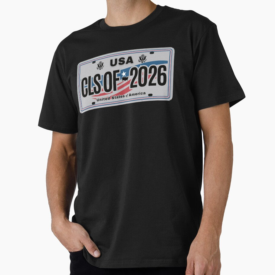 Class of 2026 – USA License Plate Style Graduation Design with American Flag Wave by GFamilyC