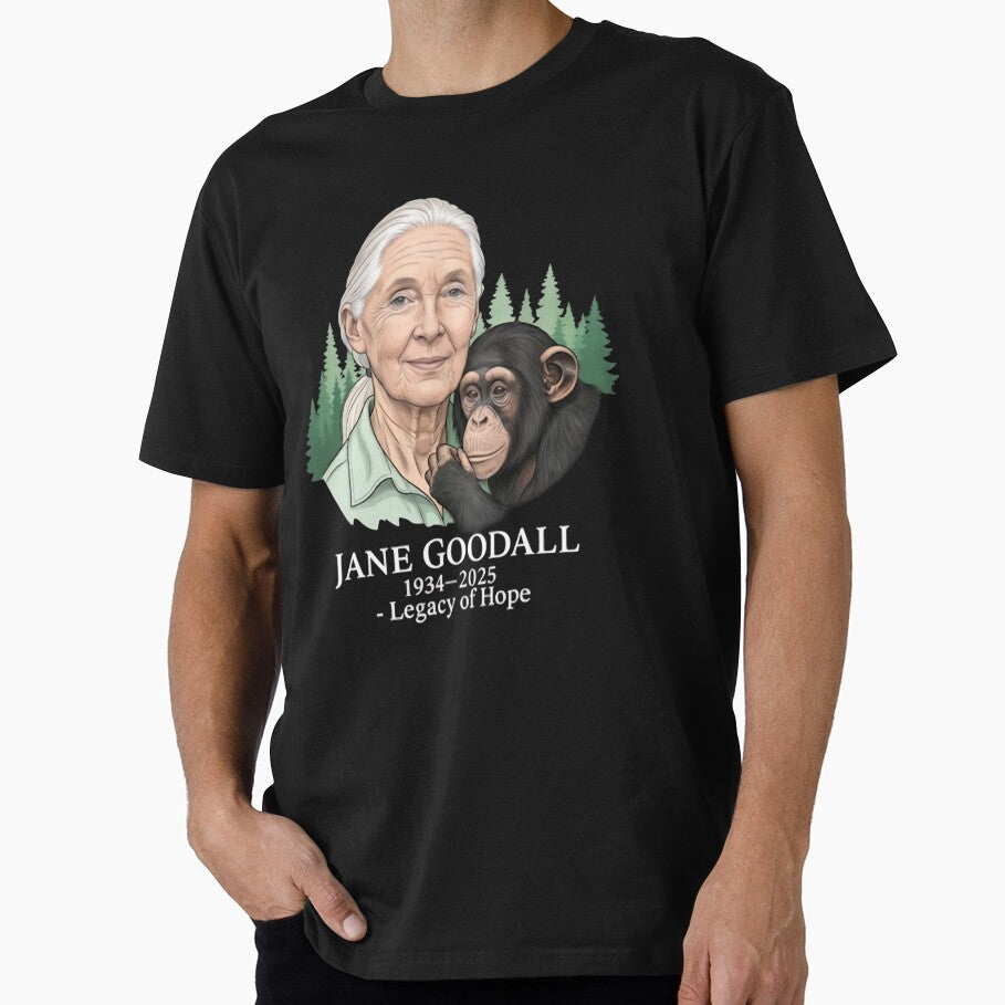 Jane Goodall Tribute with Chimpanzee in Forest Art by dianadouri