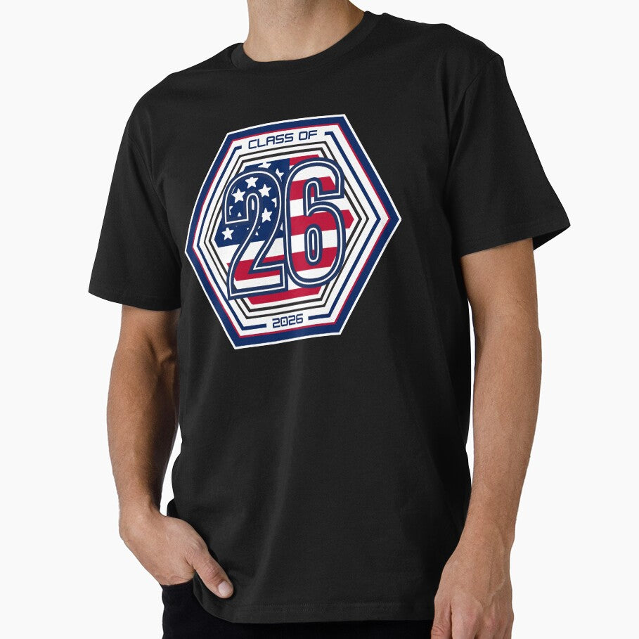 Class of 2026 – Patriotic Senior Year Graduation Design with American Flag Style by GFamilyC