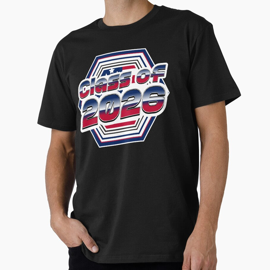 Class of 2026 – Patriotic USA Graduation Design with Stars, Stripes & Hexagon Frame by GFamilyC