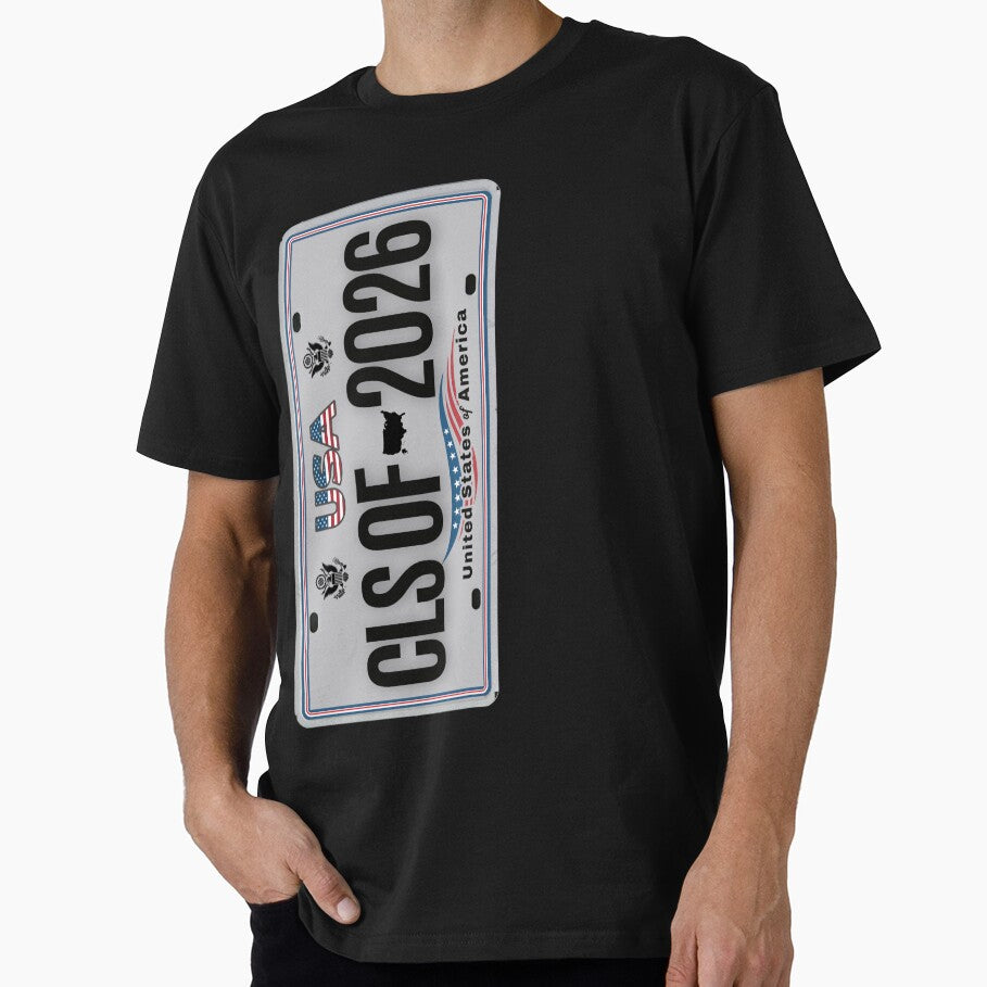 Class of 2026 Sideways – USA License Plate Style Graduation Design with American Flag by GFamilyC