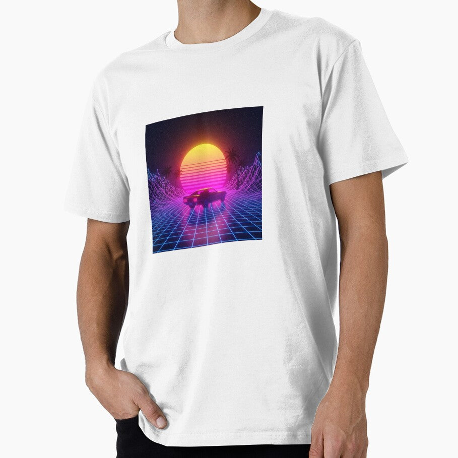Neon Sunset Drive – Retro 80s Synthwave Car Illustration by MarCreativArt