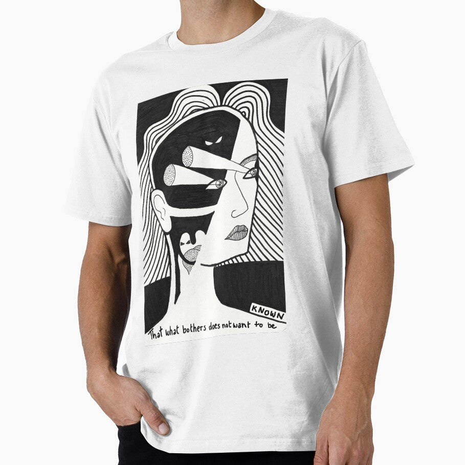 Introspection Clean Black White Marker Drawing by BOKEbyTC