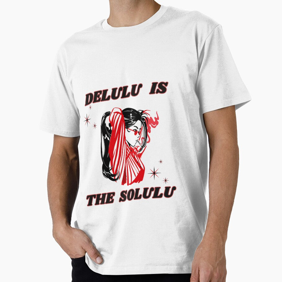 Delulu Is the Solulu – Red & Black Aesthetic Girl Illustration. by Artistry-Nadia