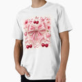 Pink Coquette Bow Cherries Hearts by IntelliMindDesigns