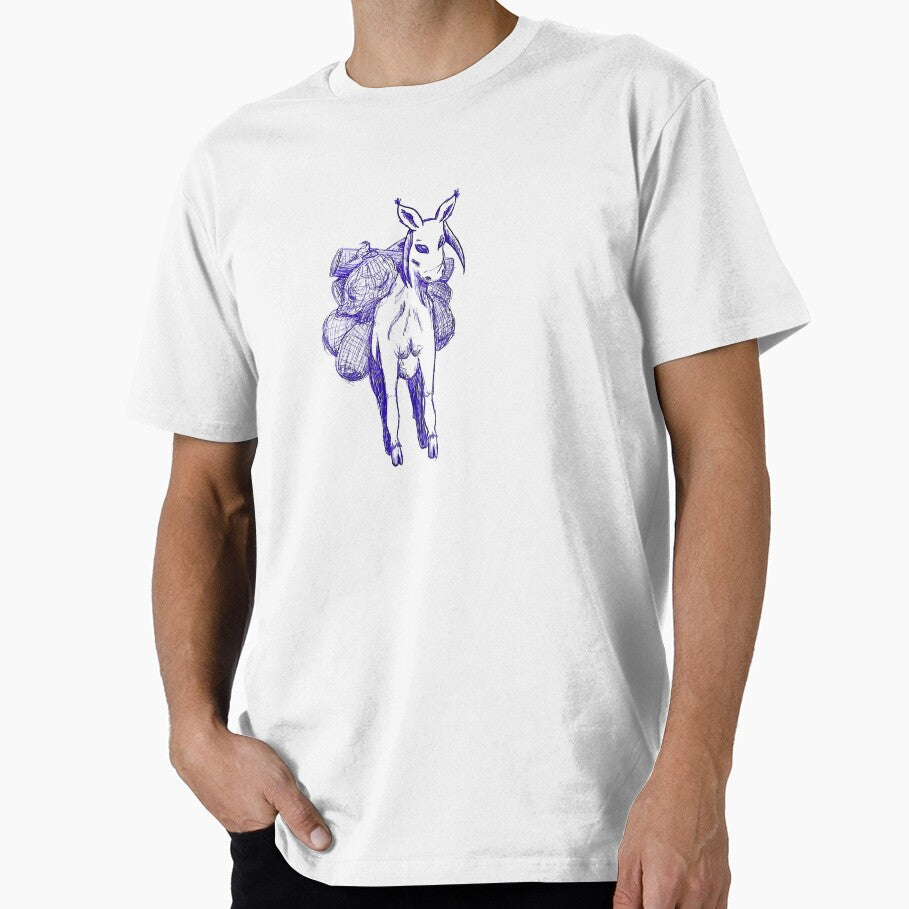 Fantasy Creature Carrying Load Sketch Hand Drawn Blue Ballpoint Pen by BOKEbyTC