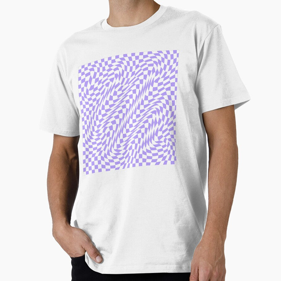 Psychedelic Wavy Checkerboard Pattern in Lilac Pastel by BeesBarn