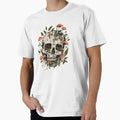 Vintage Skull with Red Mushrooms and Forest Leaves by bosamji