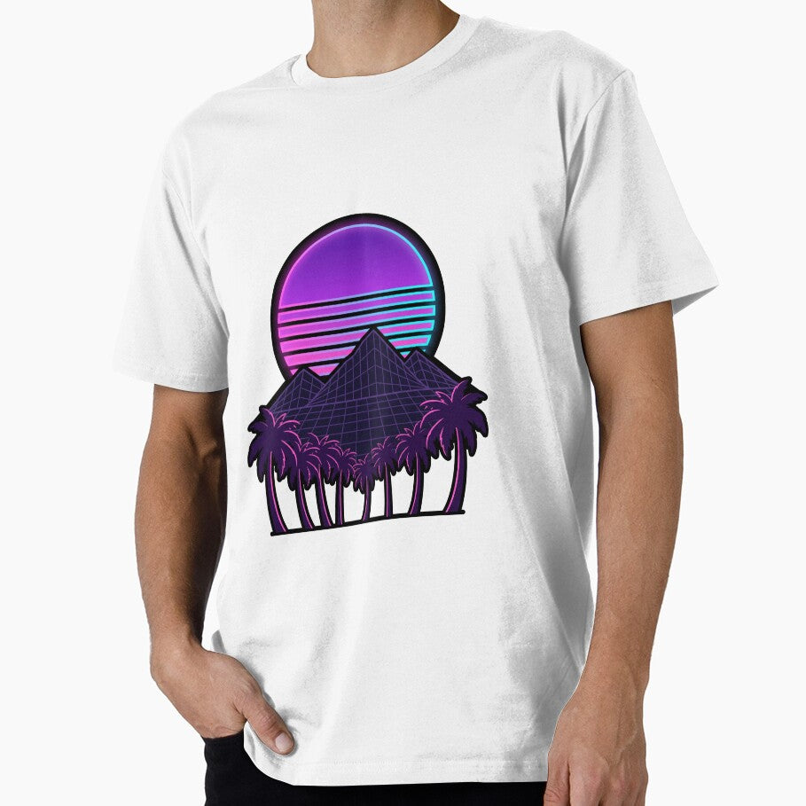 Retro Synthwave Neon Sunset and Palm Trees by CurioStick