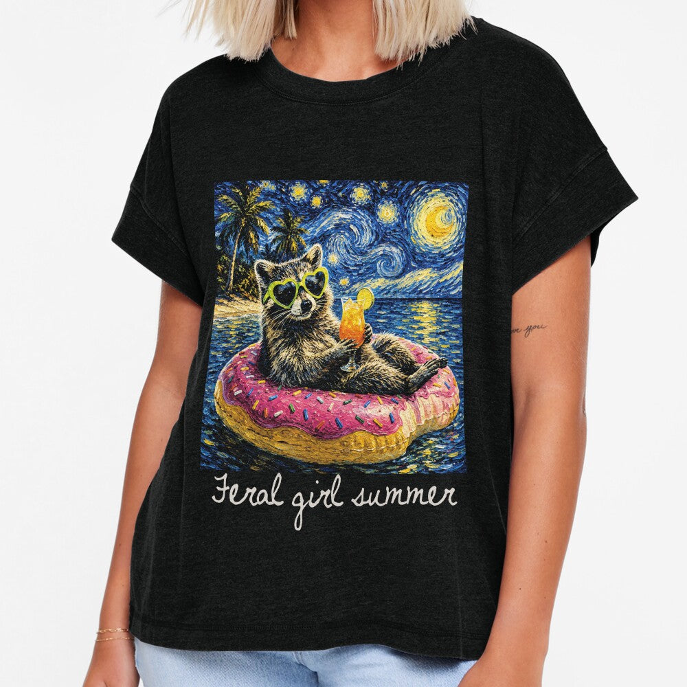 Feral Girl Summer Raccoon Vacation by OceanBandwear