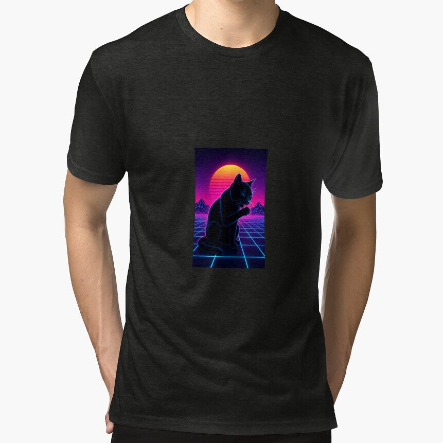 Neon Night Guardian – Synthwave Black Cat by SwanDigitalEnt