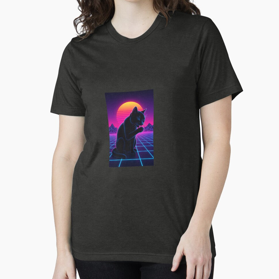 Neon Night Guardian – Synthwave Black Cat by SwanDigitalEnt