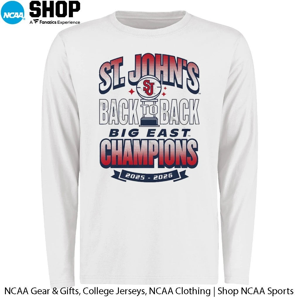 St John’s Red Storm Back To Back Big East Champions 2025-2026 T-Shirt