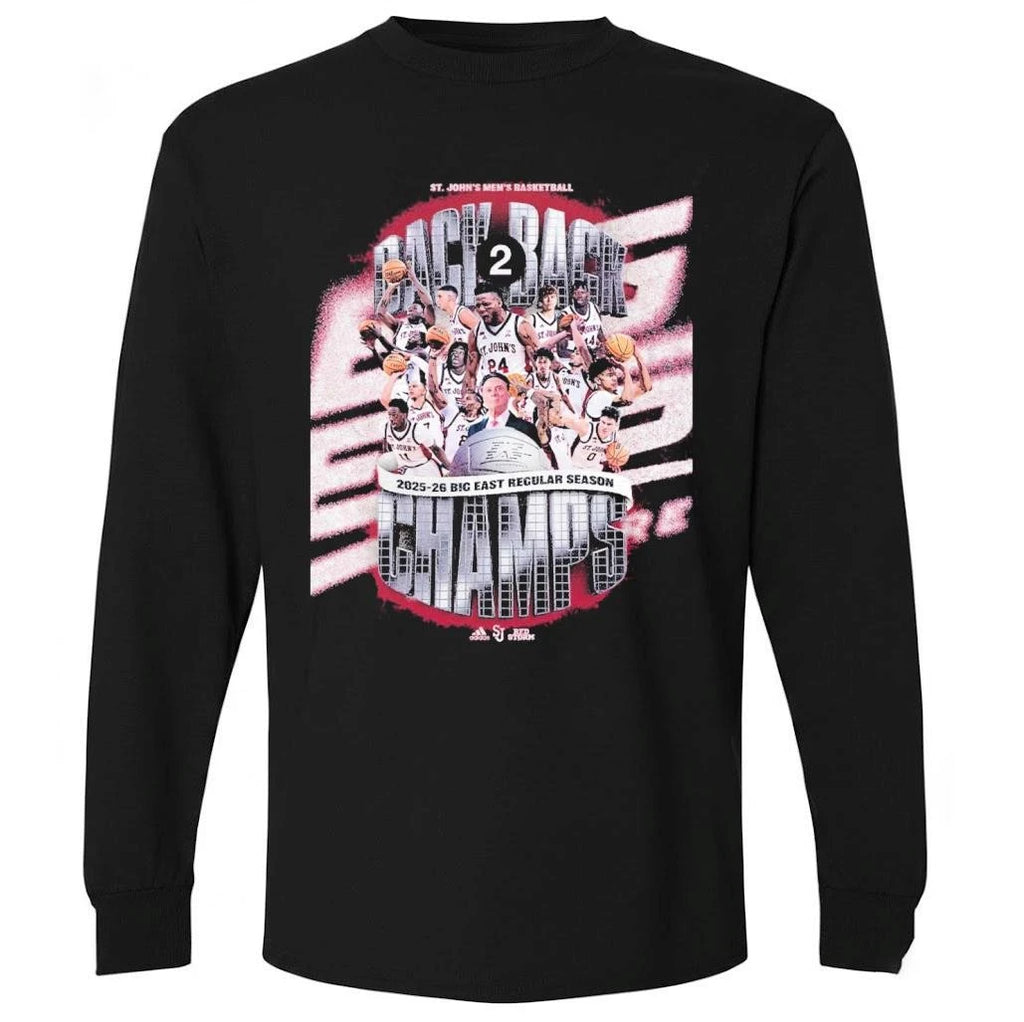 St John’s Red Storm Men’s Basketball Back To Back 2025 2026 Big East Regular Season Champions Shirt