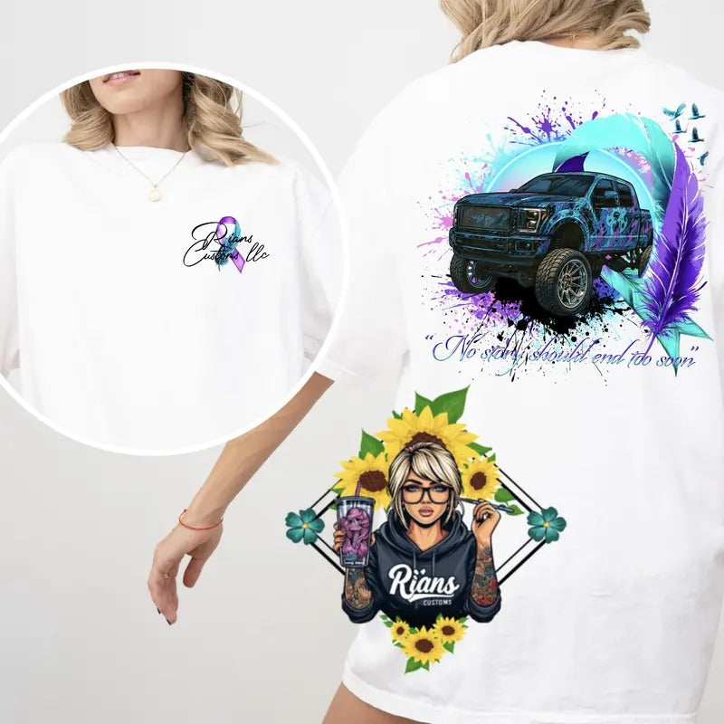 sui$ide Awareness F350 truck edition Unisex Comfort Colors Tshirt Hoodie, Sweatshirt | HypeDripTees.com