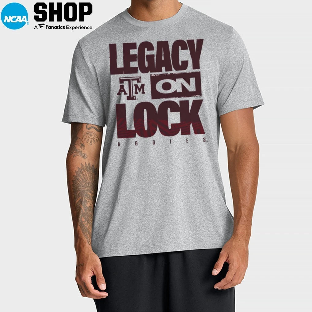 Texas A&amp;M Aggies 2026 Legacy On Lock On-Court March Madness T-Shirt