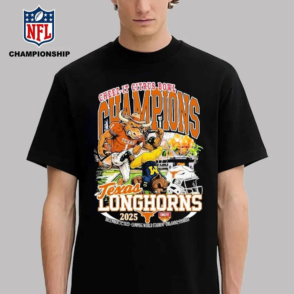 Texas Longhorn 2025-2026 Cheez-It Citrus Bowl Champions Celebrate Mascot Shirt