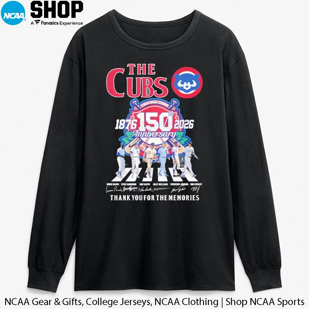 The Chicago Cubs 150 Anniversary 1876-2026 Abbey Road Thank You For The Memories Signatures T-Shirt