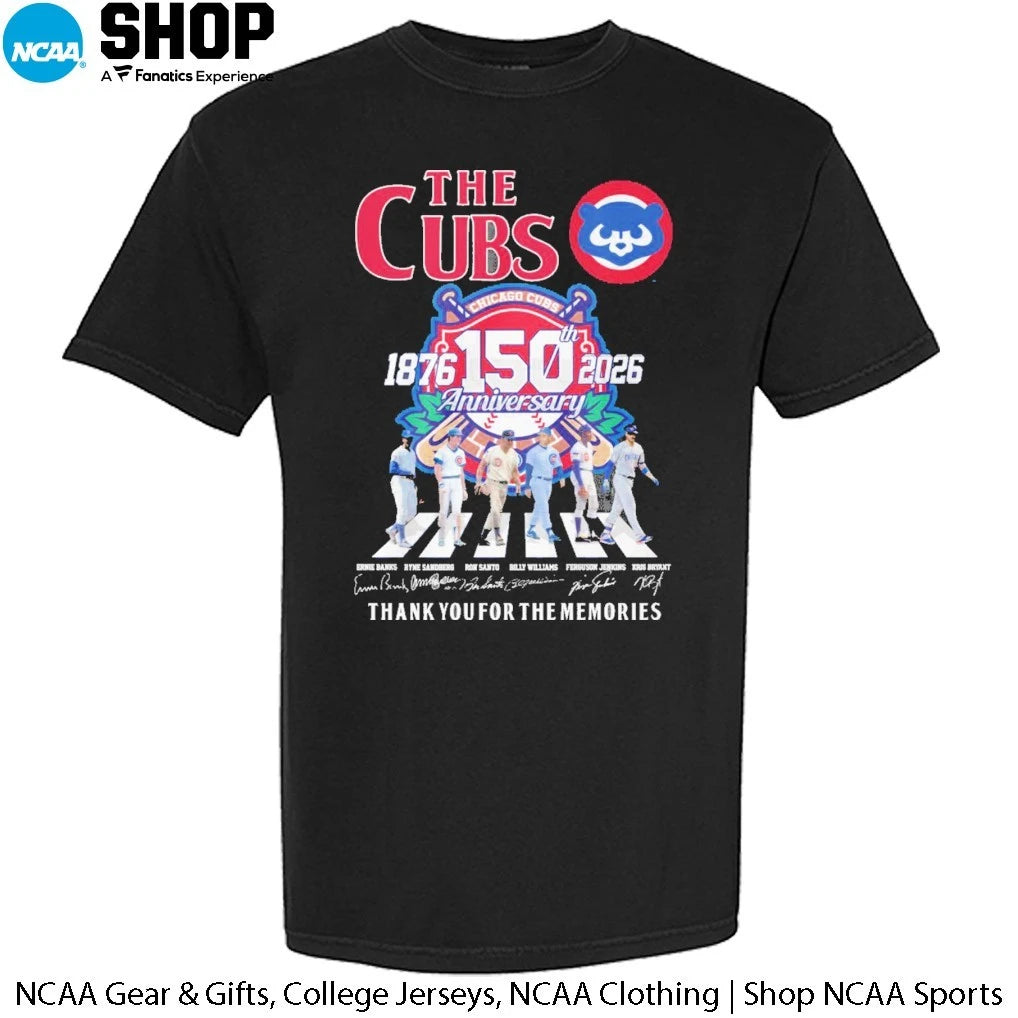 The Chicago Cubs 150 Anniversary 1876-2026 Abbey Road Thank You For The Memories Signatures T-Shirt