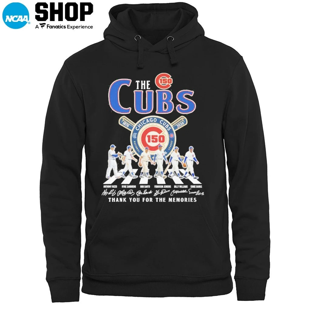 The Chicago Cubs 150th Anniversary 1876-2026 National League Abbey Road Thank You For The Memories Signatures T-Shirt