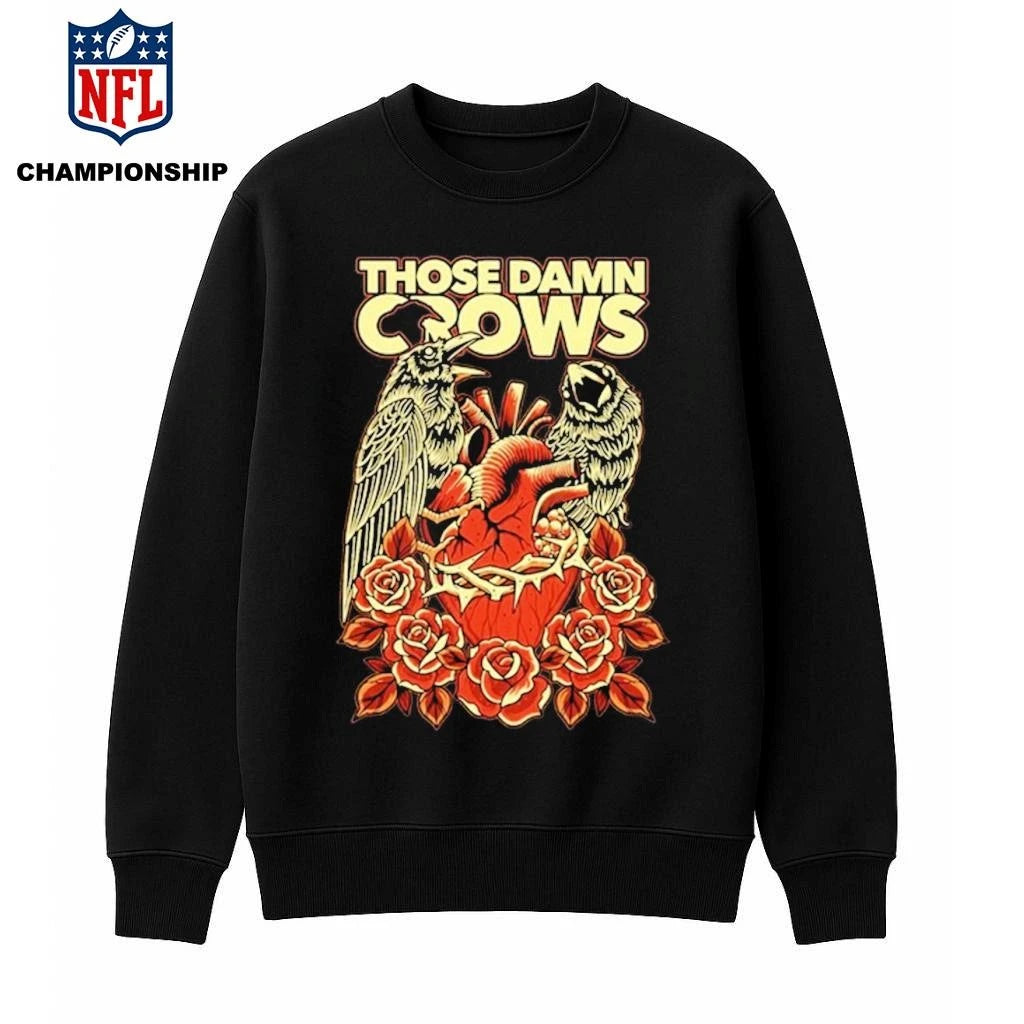Those Damn Crows Heart &amp; Roses Crow Shirt