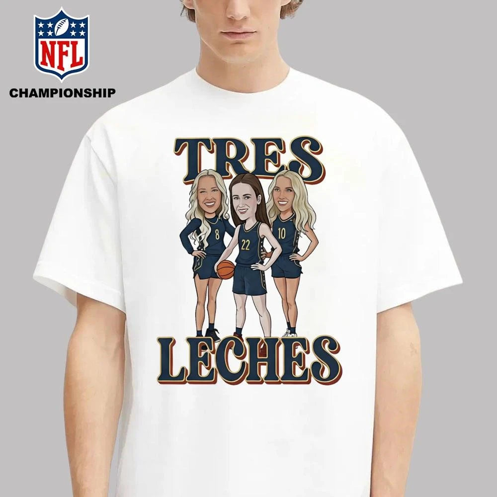 Tres Leches Caitlin Clark Kristy Wallace Kelsey Mitchell Team Indiana Fever WNBA White Shirt