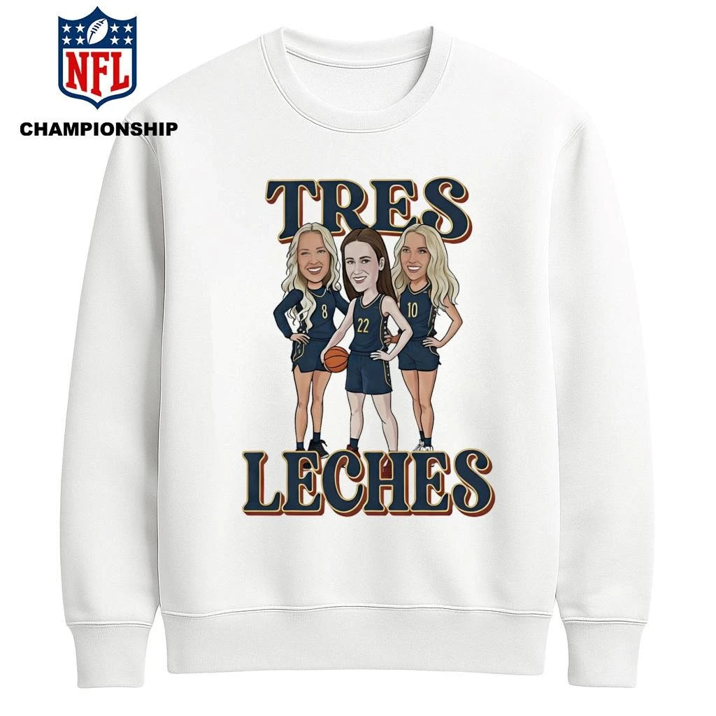 Tres Leches Caitlin Clark Kristy Wallace Kelsey Mitchell Team Indiana Fever WNBA White Shirt
