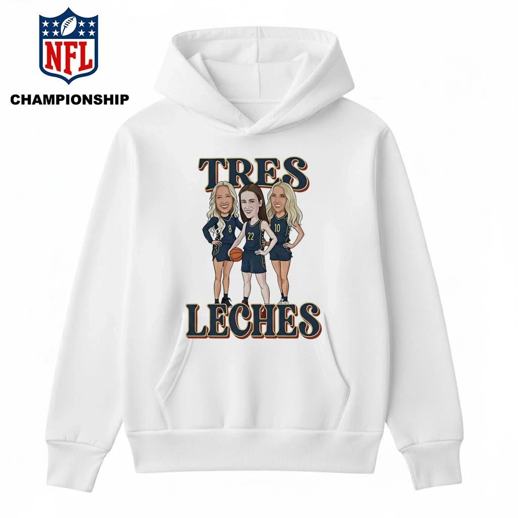 Tres Leches Caitlin Clark Kristy Wallace Kelsey Mitchell Team Indiana Fever WNBA White Shirt