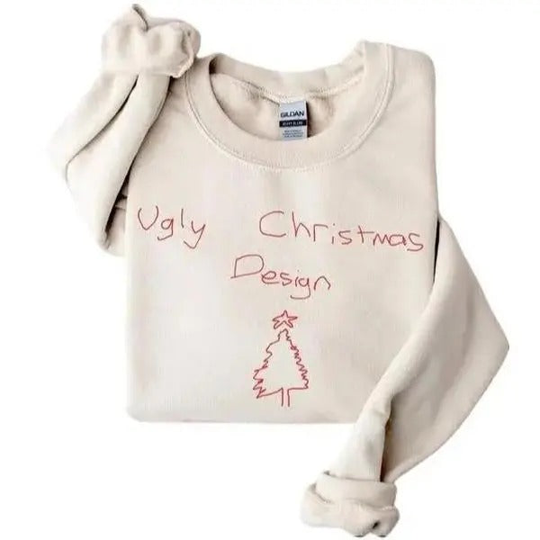 Ugly Christmas Sweatshirt/hoodie/tshirt, Funny Christmas Shirt, Hand Drawn Shirt, Ugly Sweater Shirt, Christmas Tree...