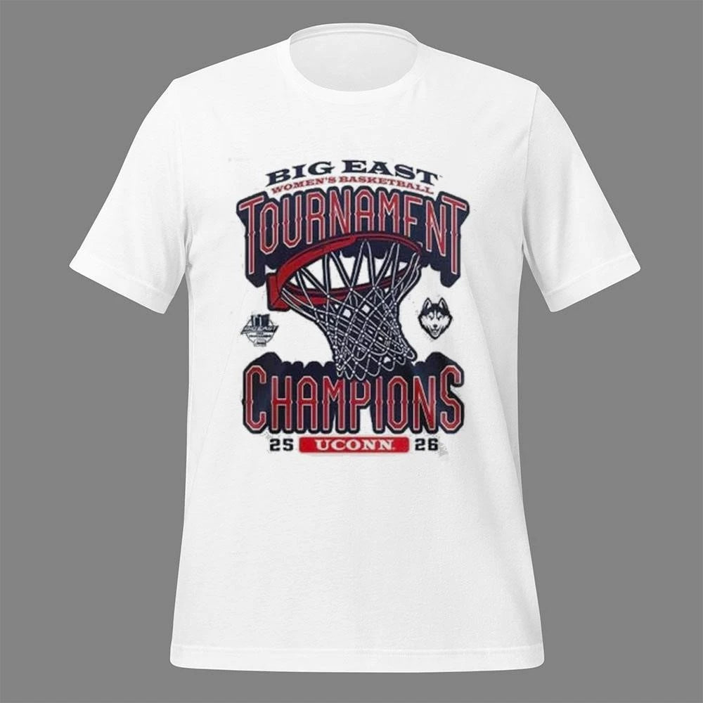 UConn Huskies Women’s Basketball 2026 BIG EAST Tournament Champions 2 Sides Shirt