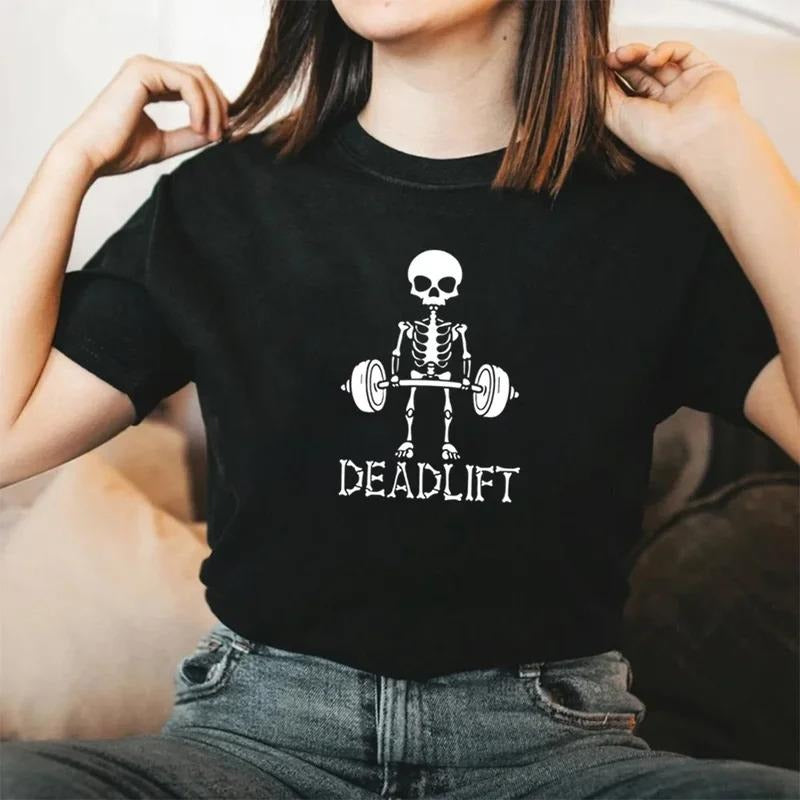unique clothing piecesDeadlift Skeleton Tshirt Skeleton Workout T Shirt Bodybuilding Shirt Gym Tees Unisex Short Sleeve...