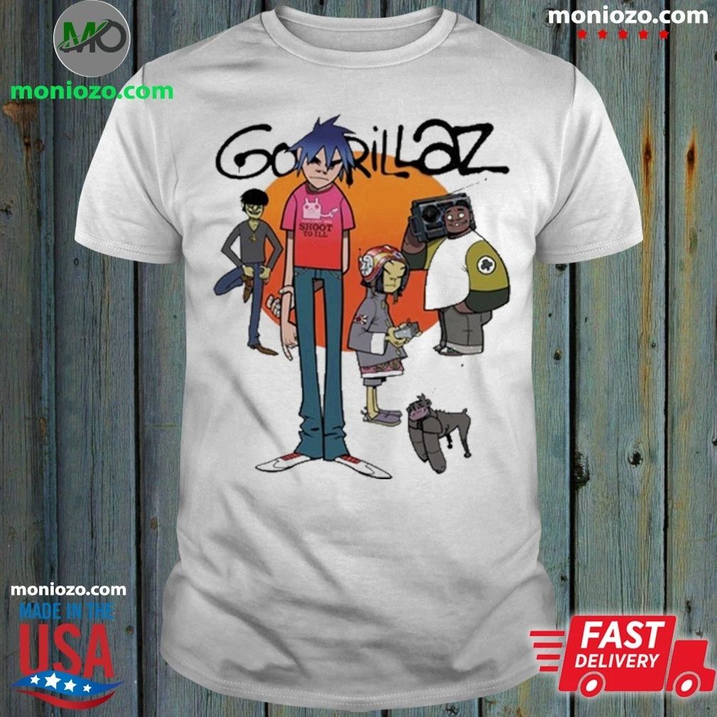 Original Gorillaz Cartoon Band Members 2026 Vintage Graphic White T-Shirt