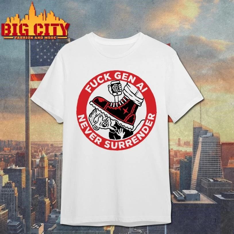 Fuck Gen AI Never Surrender Anti Artificial Intelligence Boot Stomp shirt