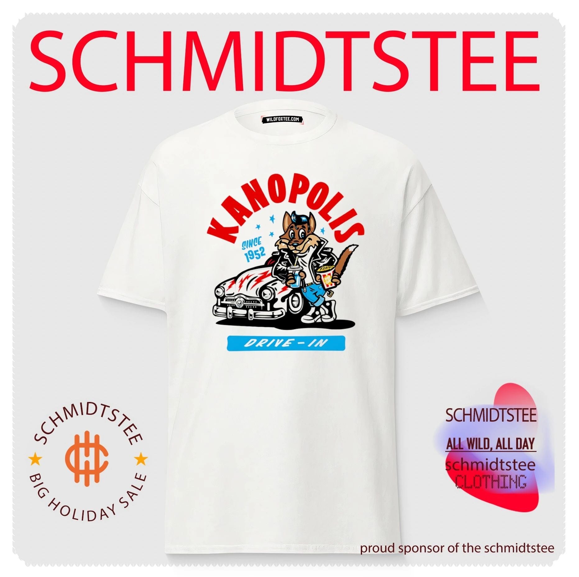 Kanopolis Drive-In Since 1952 Retro Fox Mascot shirt
