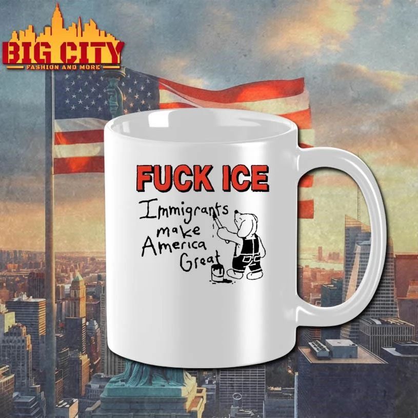 Fuck ICE Immigrants Make America Great Cute Dog Painting Wall Cartoon Shirt